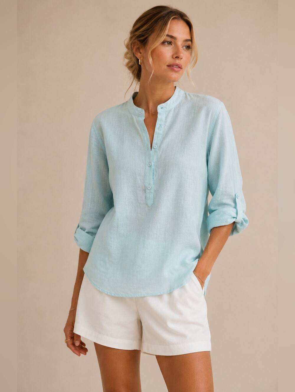 Coofandy Cotton Hemp Light Blue Pullover S, Relaxed, Coastal, Quiet Luxury, Euro